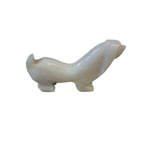 Vintage Small Carved Onyx Dachshund Dog Figurine